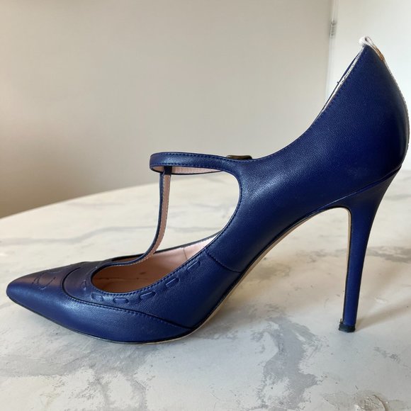 SJP by Sarah Jessica Parker T Strap Heel - Purple Leather 9.5 - Picture 7 of 15